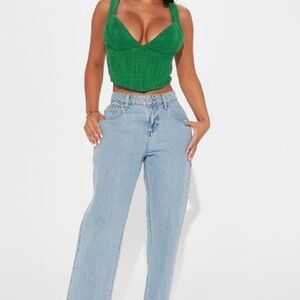 Fashion Nova Emerald Green Tweed Corset Crop Top – Size L 🔥🔥🔥 Party Statement